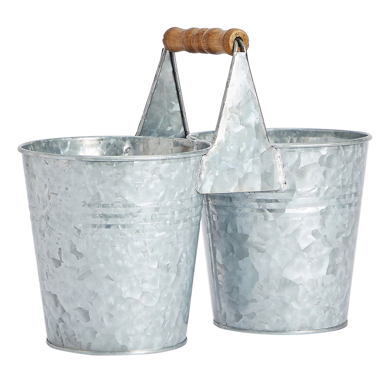 Small Metal Galvanized Double Bucket, Tin Sharp and Dull Pencil Buckets for Classroom Organization, Farmhouse-Style Home Decor, Bathroom, Kitchen (10 x 5 x 7.5 In)